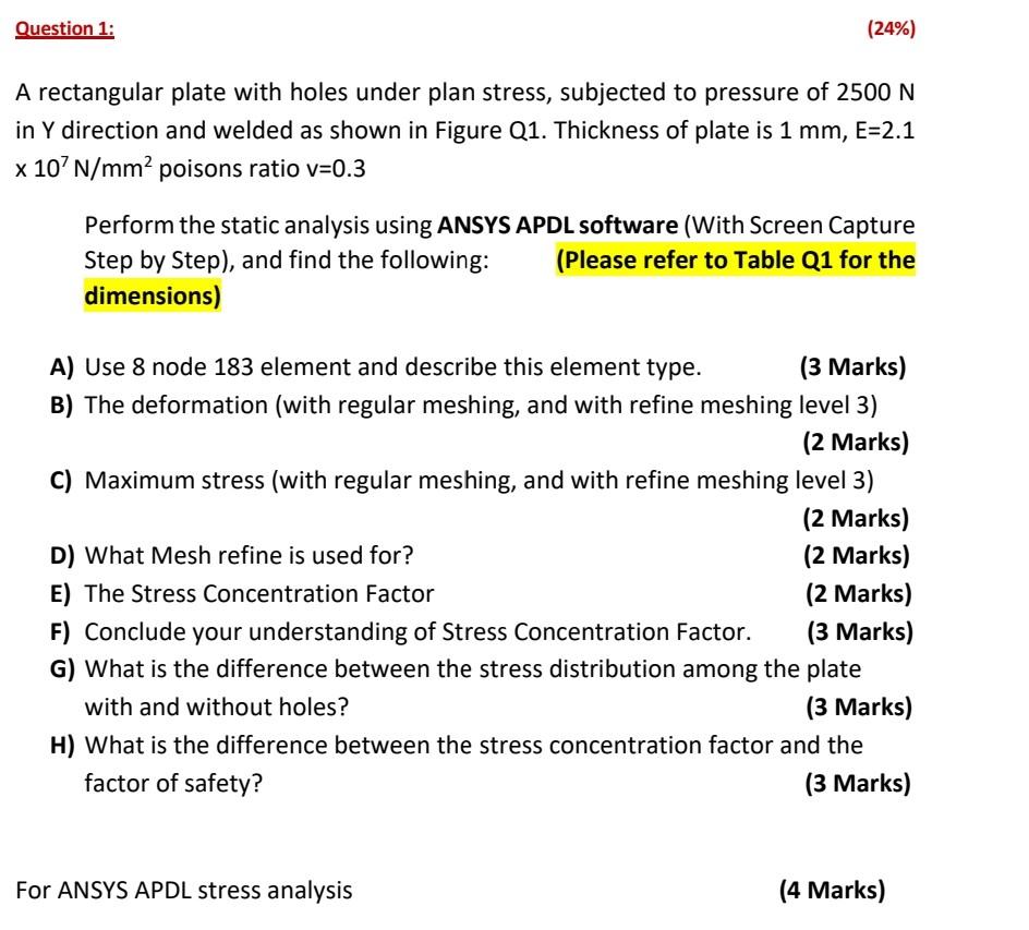 Solved Question 1: (24%) A rectangular plate with holes | Chegg.com
