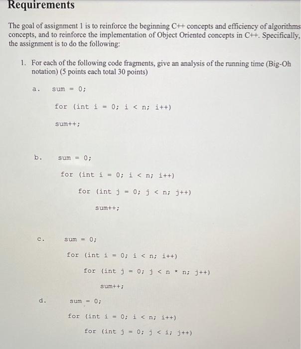 Solved Requirements The goal of assignment 1 is to reinforce | Chegg.com