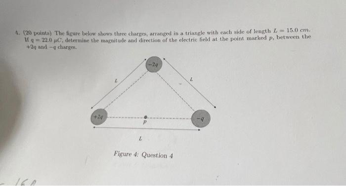 Solved (20 points) The figure below shows three charges, | Chegg.com