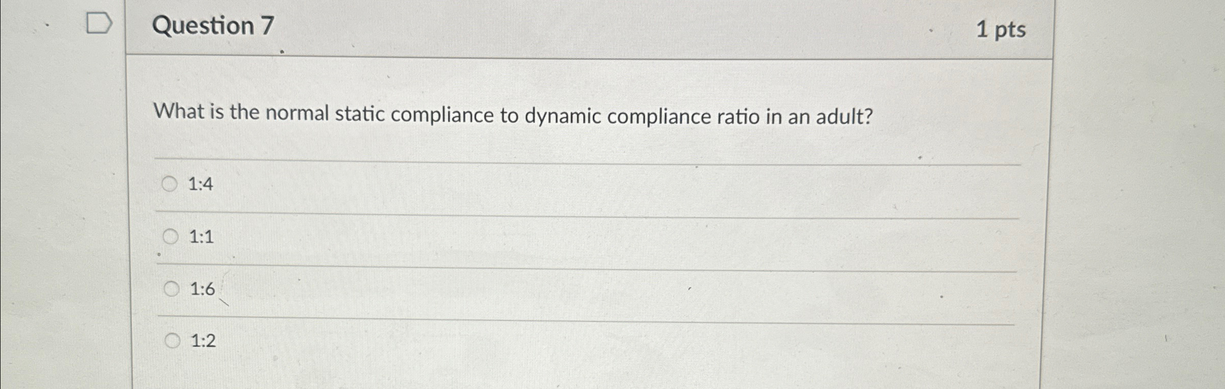 Solved Question 71 ﻿ptsWhat is the normal static compliance | Chegg.com