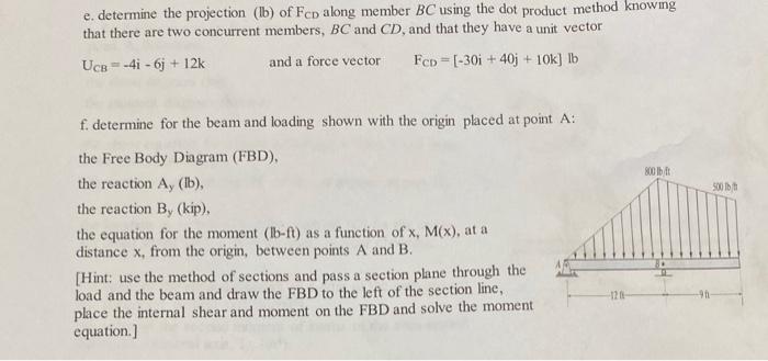Solved e determine the projection (lb) of Fcp along member | Chegg.com