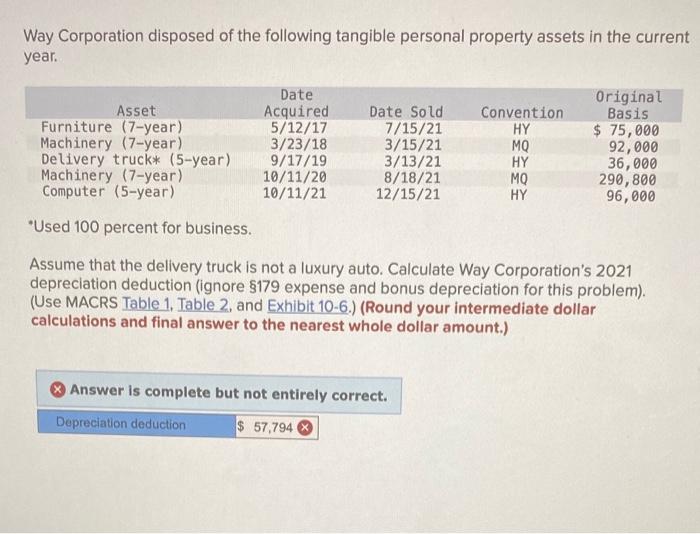 solved-way-corporation-disposed-of-the-following-tangible-chegg