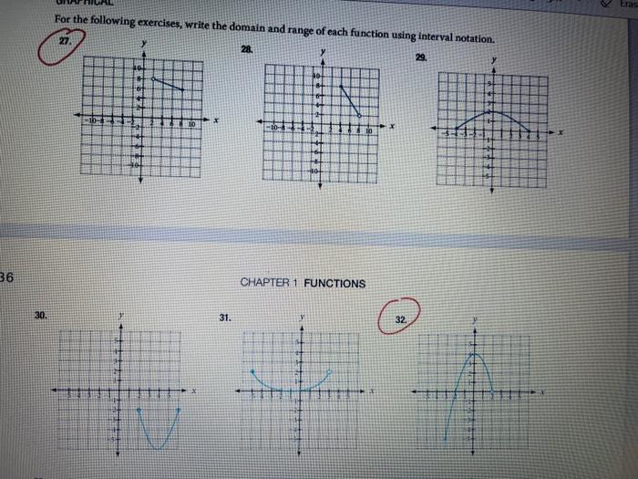 Solved For the following exercises, write the domain and | Chegg.com