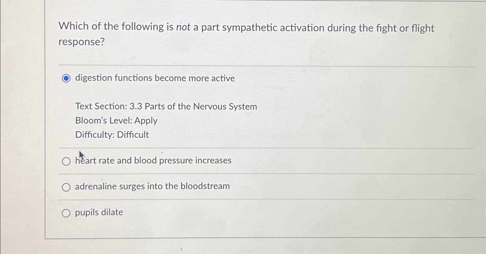 Solved Which of the following is not a part sympathetic | Chegg.com
