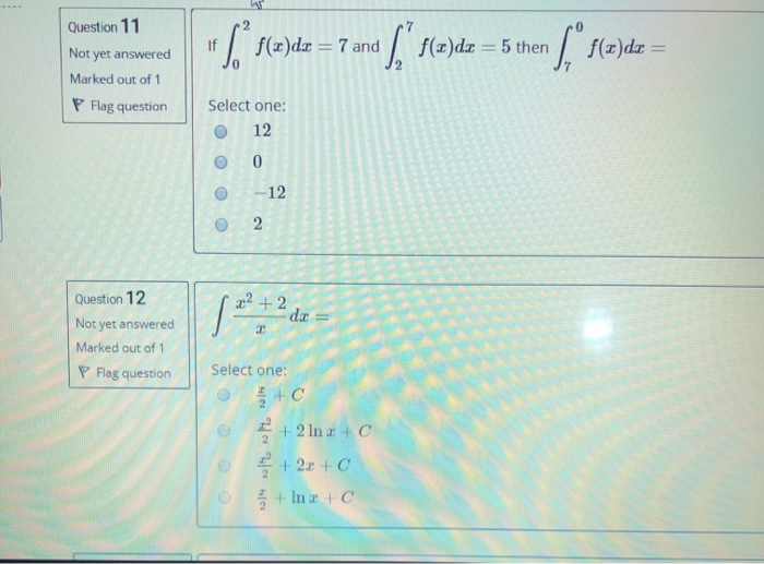 Solved Question 11 Not yet answered Marked out of 1 P Flag | Chegg.com