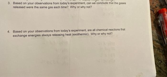 Solved 3. Based On Your Observations From Today's | Chegg.com