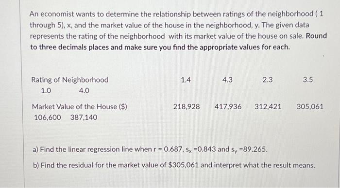 Solved An economist wants to determine the relationship | Chegg.com