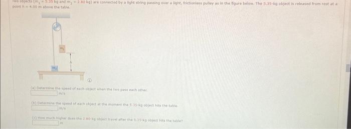 Solved Two objects (m₁ = 5.35 kg and m₂ = 2.80 kg) are | Chegg.com