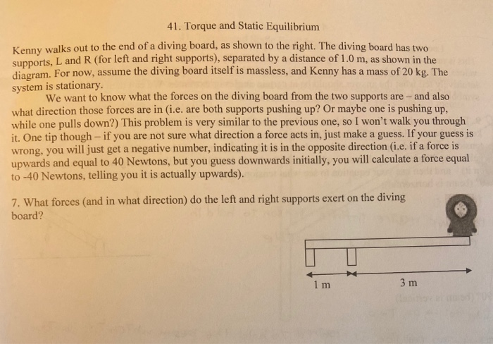 Solved 41. Torque and Static Equilibrium Kenny walks out to | Chegg.com
