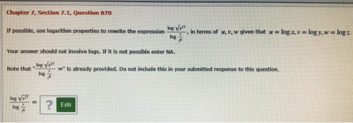 Solved Chapter 7, Section 7.1, Question 070 If possible, use | Chegg.com