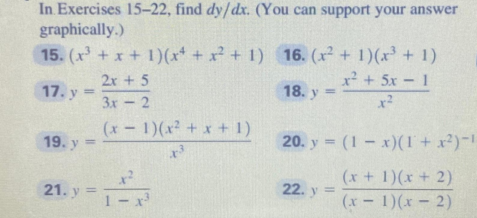 Solved In Exercises 15-22, ﻿find Dydx. (You Can Support Your | Chegg.com