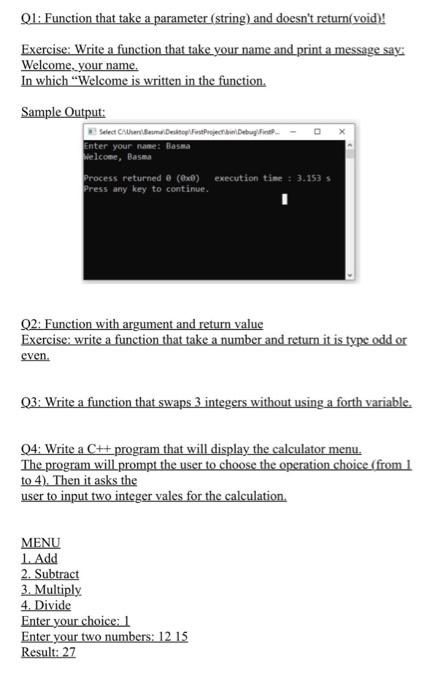 Solved Q1: Function that take a parameter (string) and | Chegg.com