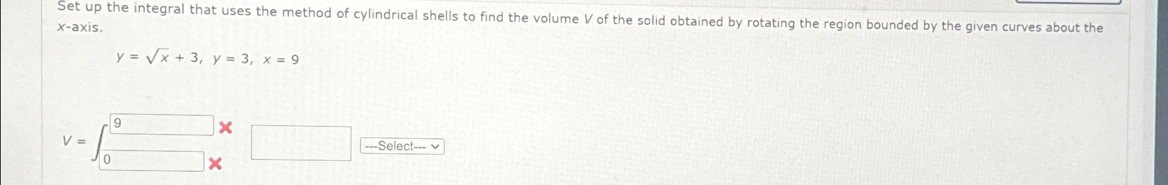 Solved Set up the integral that uses the method of | Chegg.com