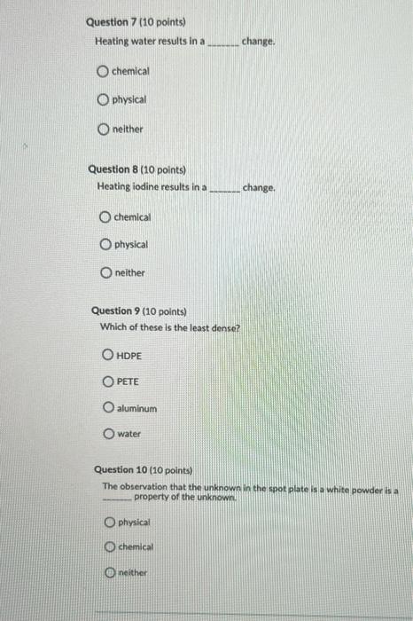Solved can someone please help me answer all 10 questions? | Chegg.com
