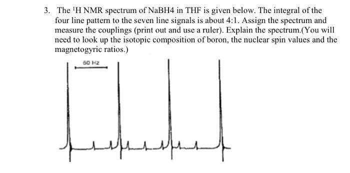 Solved 3. 'H NMR spectrum of NaBH4 in THF is given | Chegg.com