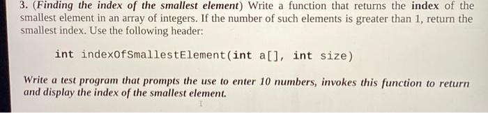 Solved using c++find where the smallest number in the array | Chegg.com