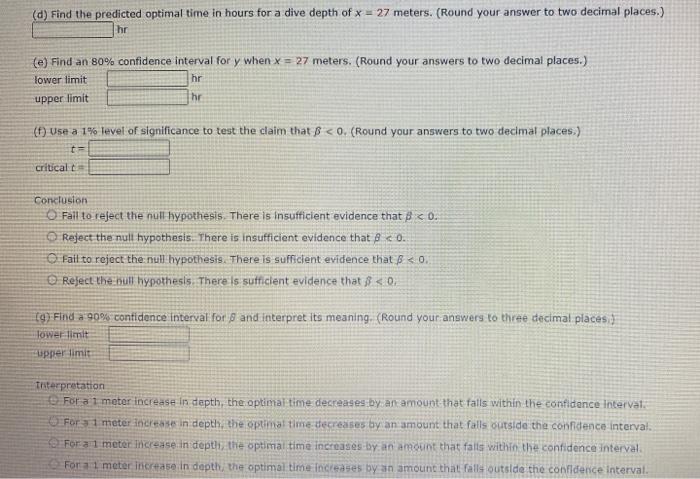 Solved What is the optimal time for a scaba diver to be on | Chegg.com