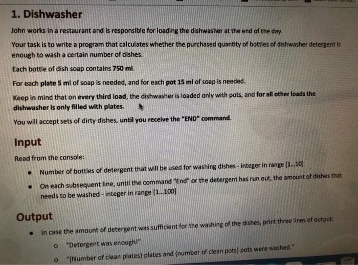 Solved 1. Dishwasher John works in a restaurant and is | Chegg.com