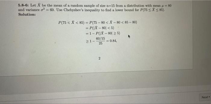 Solved 5.8-6: Let Xˉ be the mean of a random sample of size | Chegg.com