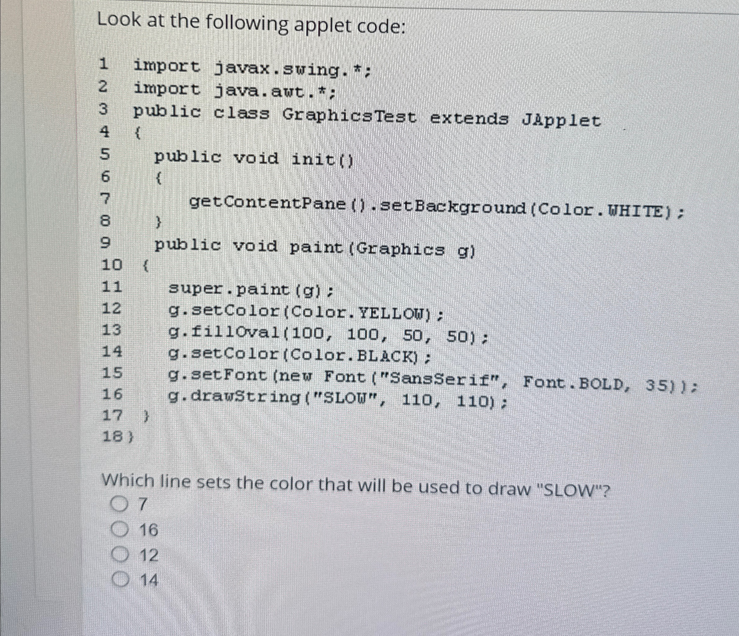 Solved Look at the following applet code:Which line sets the | Chegg.com