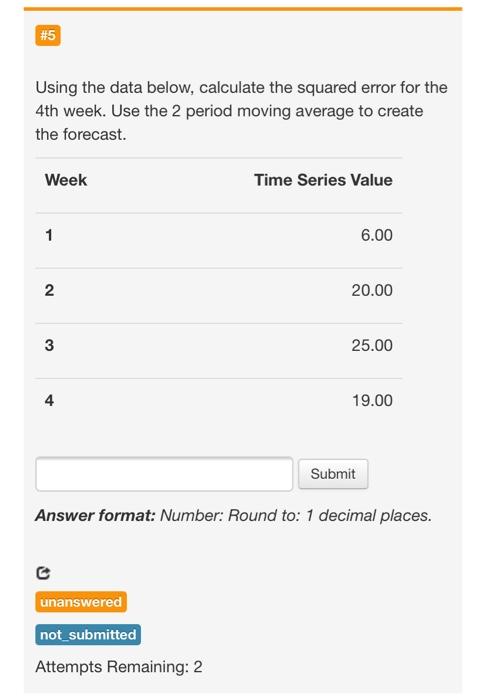 Solved #5 Using the data below, calculate the squared error | Chegg.com