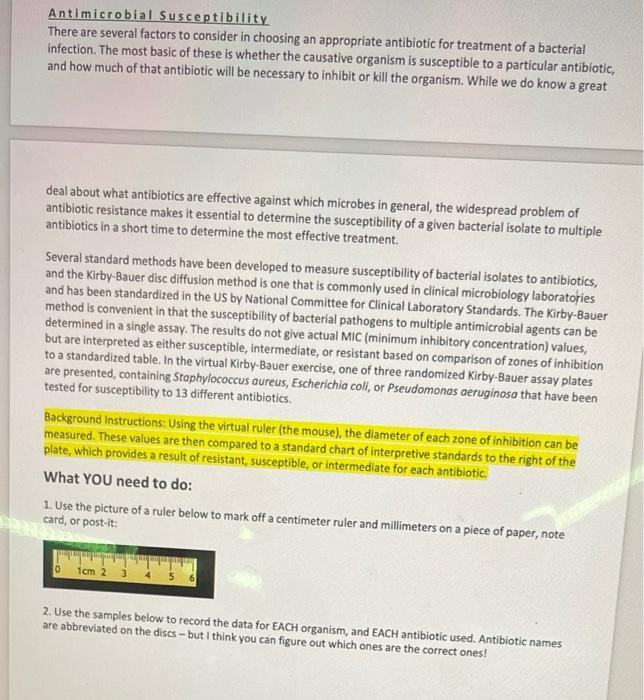 Antimicrobial susceptibility There are several | Chegg.com