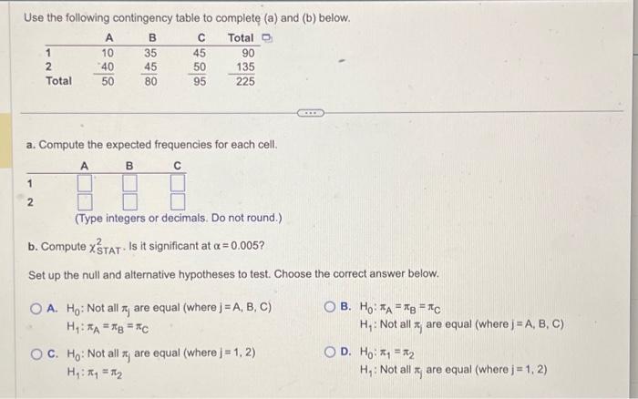 Solved Use The Following Contingency Table To Complete (a) | Chegg.com