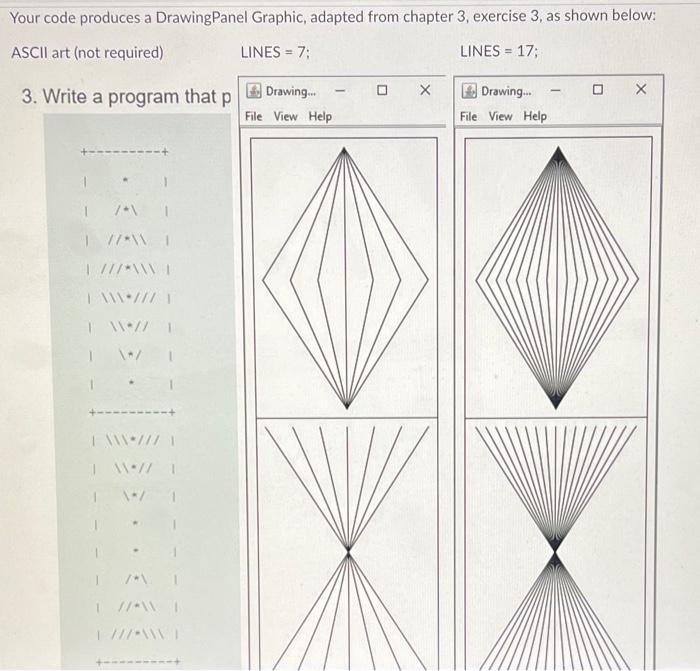 Your code produces a Drawing Panel Graphic, adapted | Chegg.com