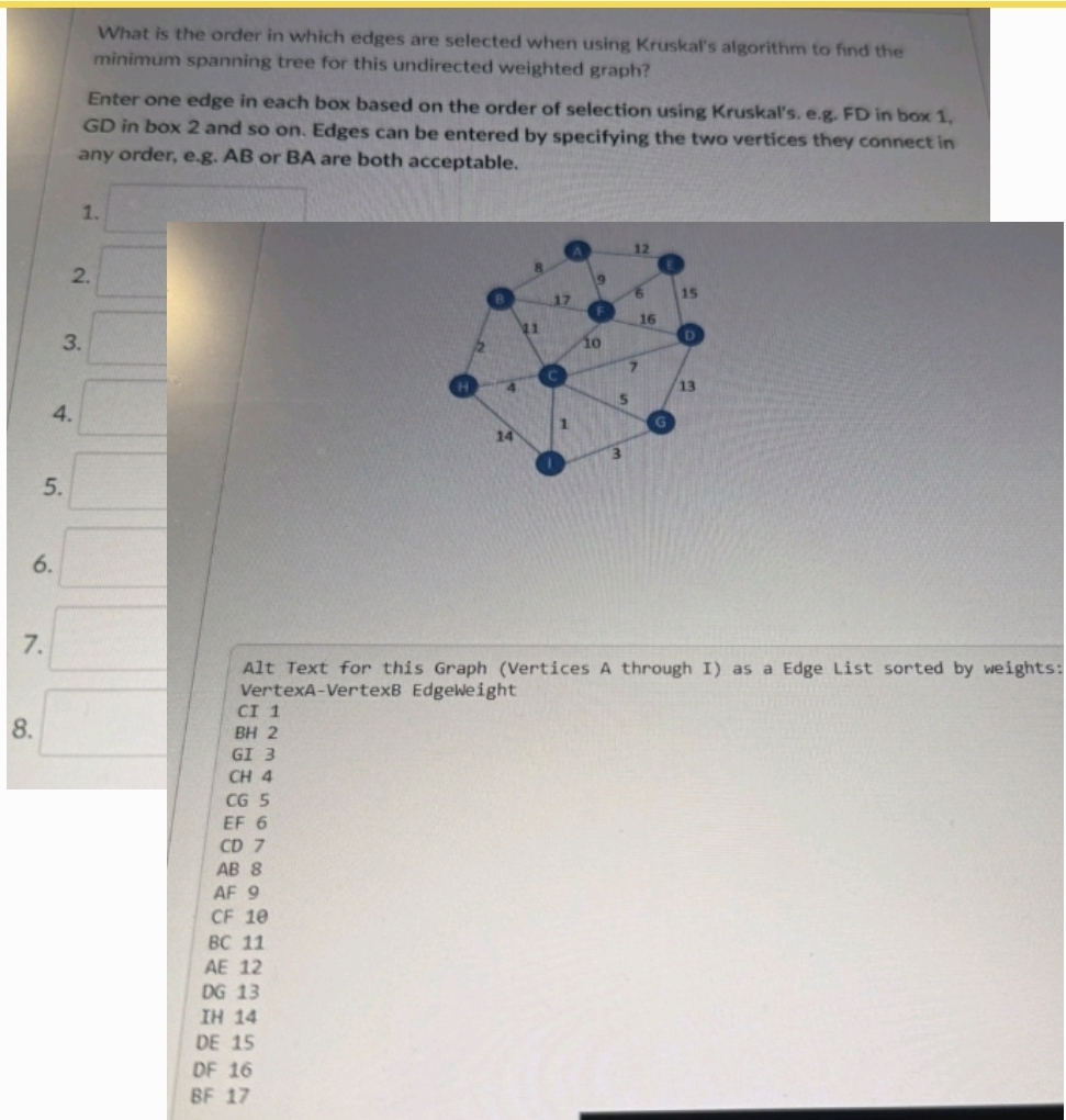 Solved How to solve What is the order in which edges are | Chegg.com