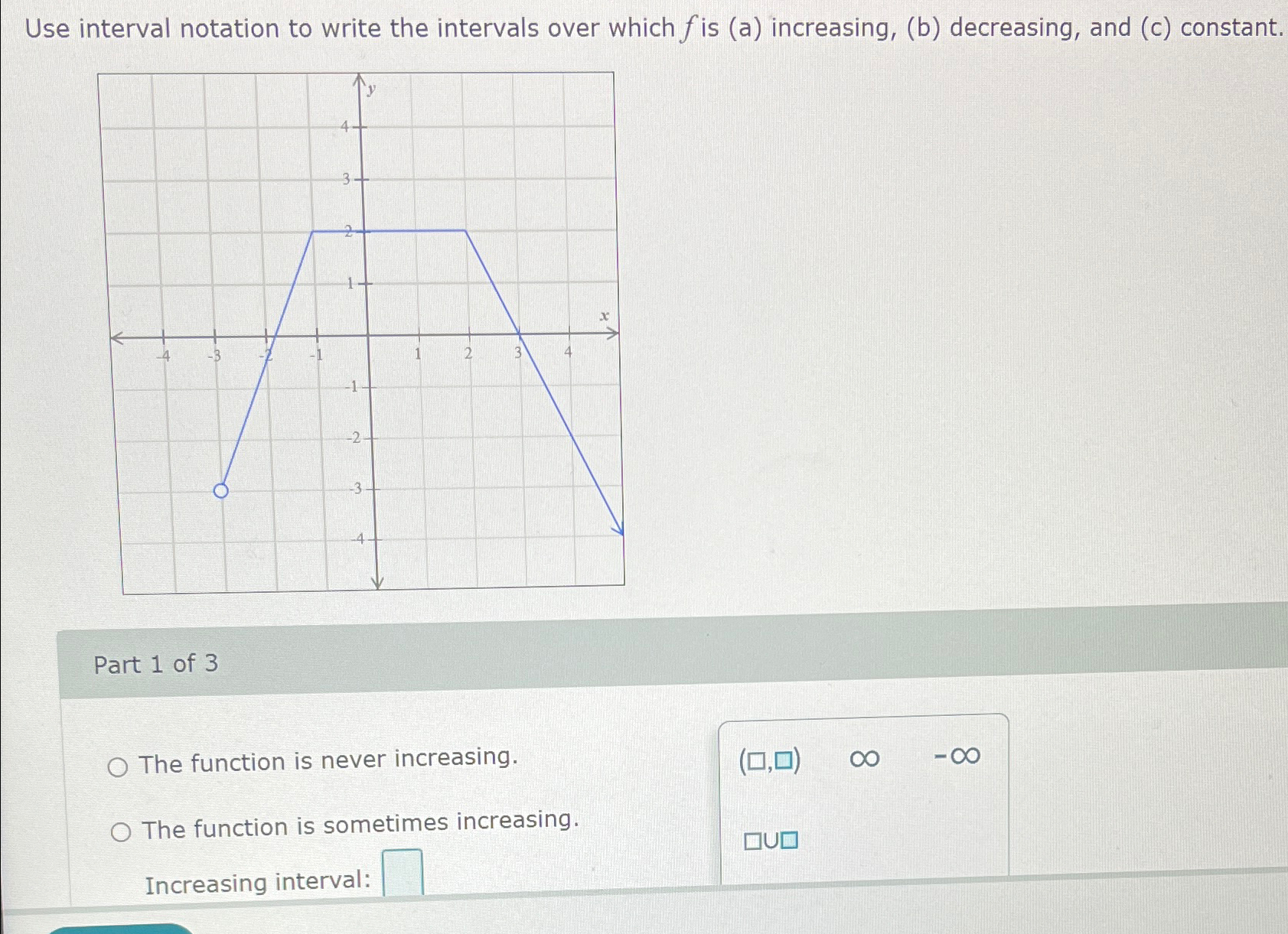 Solved Use interval notation to write the intervals over | Chegg.com