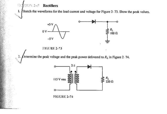 Solved ON 2- Rectifiers 1. Sketch the waveforms for the load | Chegg.com