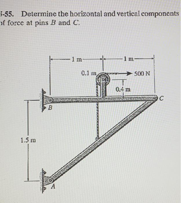 Solved -55. Determine the horizontal and vertical components | Chegg.com