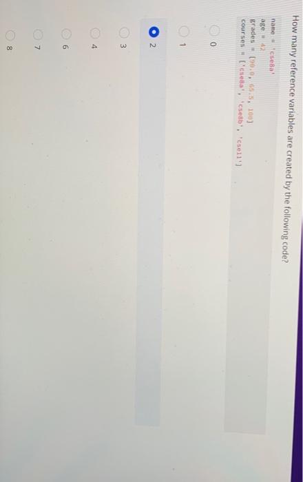 Solved How many reference variables are created by the | Chegg.com