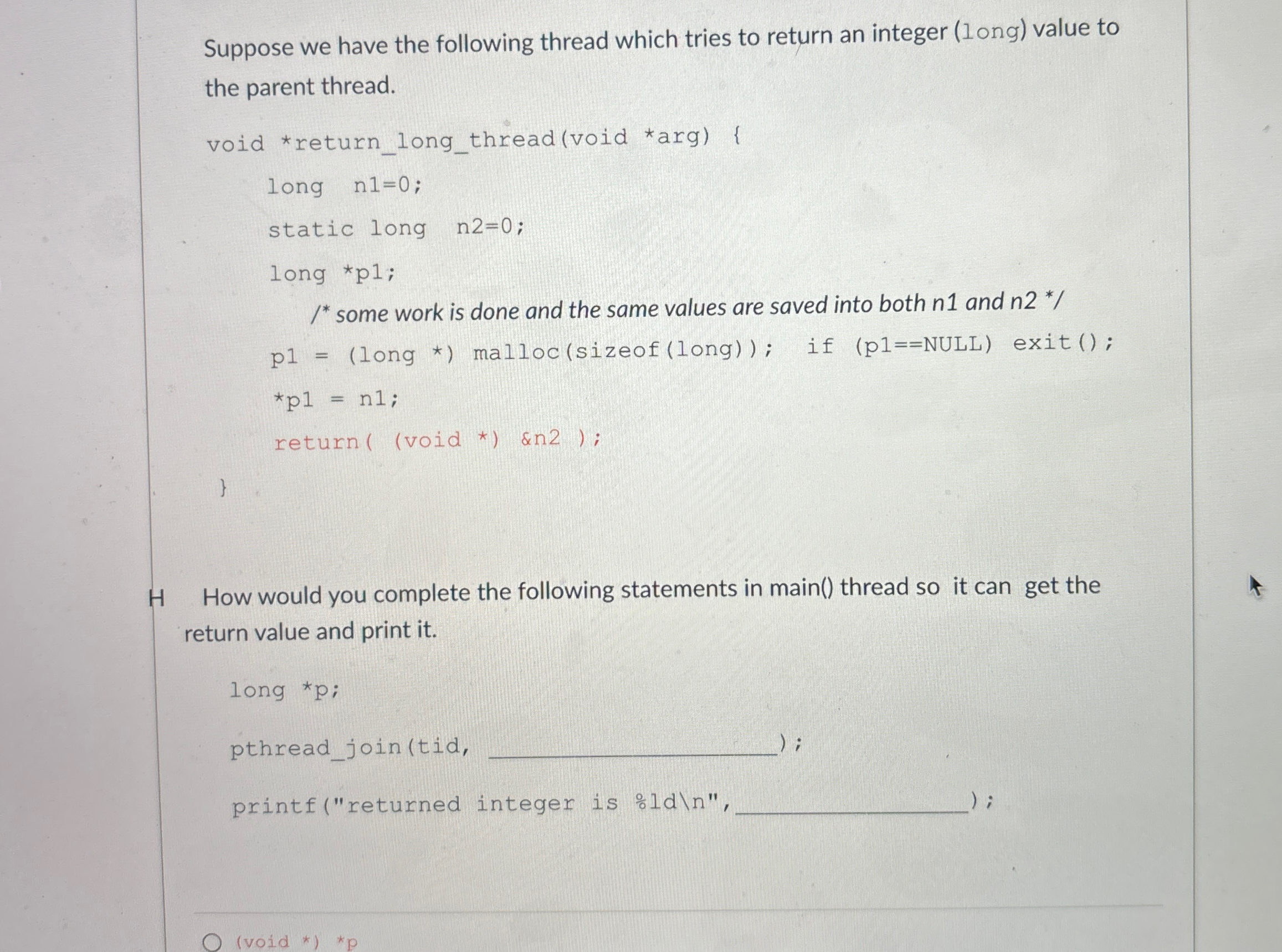 Solved Suppose we have the following thread which tries to | Chegg.com