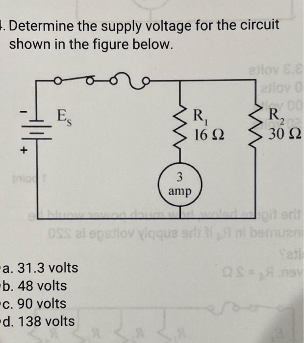 Solved Determine the supply voltage for the circuit shown in | Chegg.com
