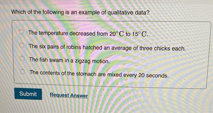 Solved Which of the following is an example of qualitative | Chegg.com