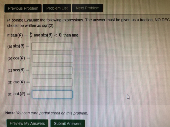 Solved Previous Problem Problem List Next Problem (4 points) | Chegg.com