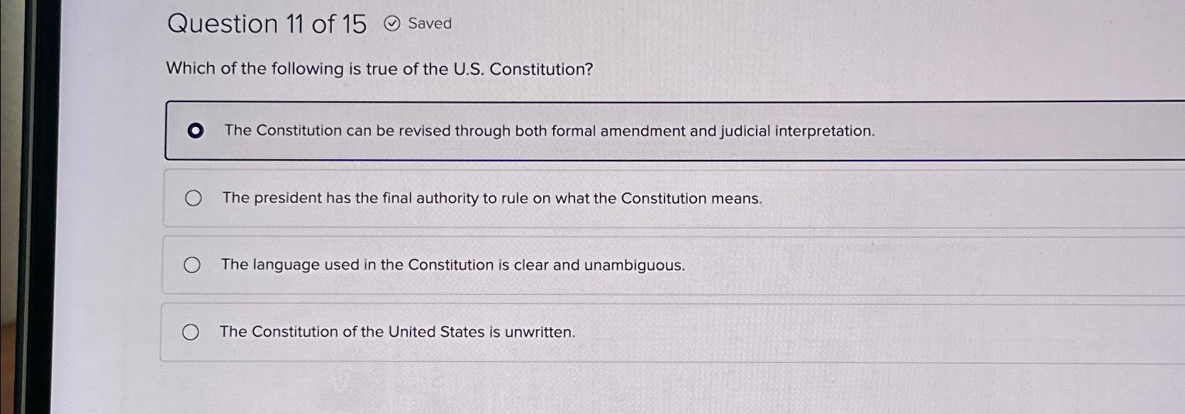 Solved Question 11 ﻿of 15SavedWhich Of The Following Is True | Chegg.com