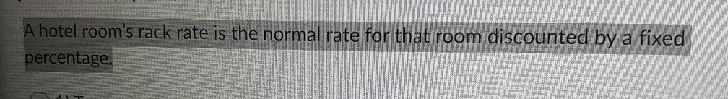 Solved A hotel room's rack rate is the normal rate for that | Chegg.com