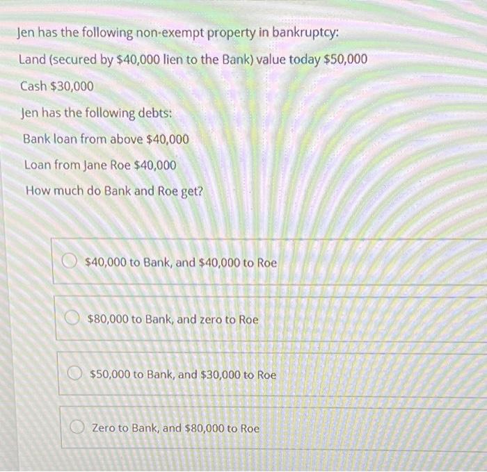 Solved has the following nonexempt property in bankruptcy