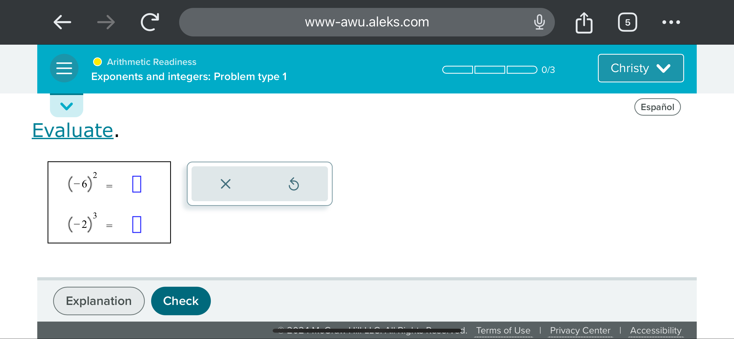 Solved www-awu.aleks.com仓₫5Arithmetic ReadinessExponents and | Chegg.com