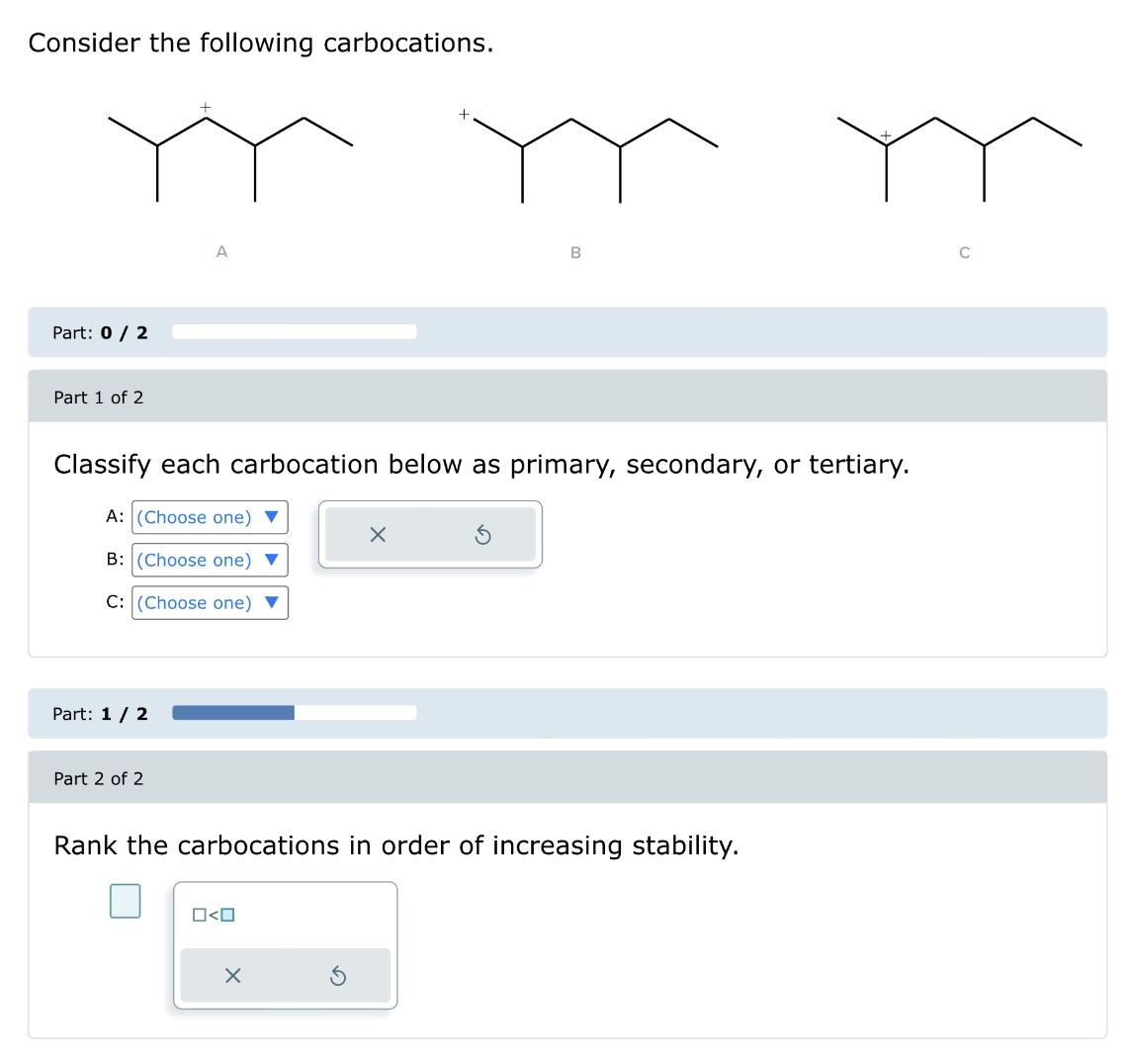 Solved Consider the following carbocations.ADCPart: | Chegg.com