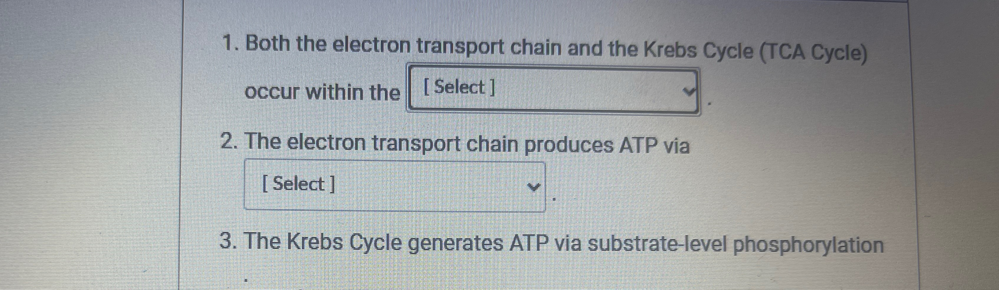 Solved Both the electron transport chain and the Krebs Cycle | Chegg.com