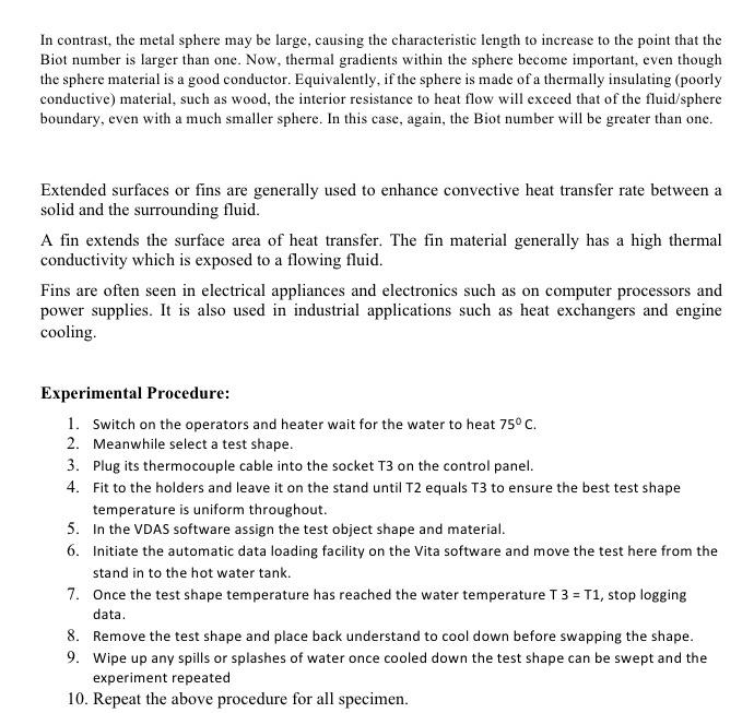 Solved EXPERIMENT 5: Compare unsteady state conduction of a | Chegg.com