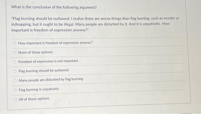 What is the conclusion of the following argument? | Chegg.com