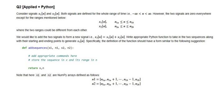 Solved Write a Python function to decompose a D.T. signal | Chegg.com