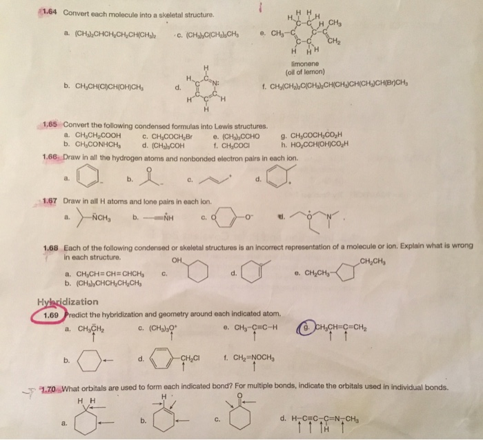 Solved 1.64 Convert each molecule into a skeletal structure. | Chegg.com