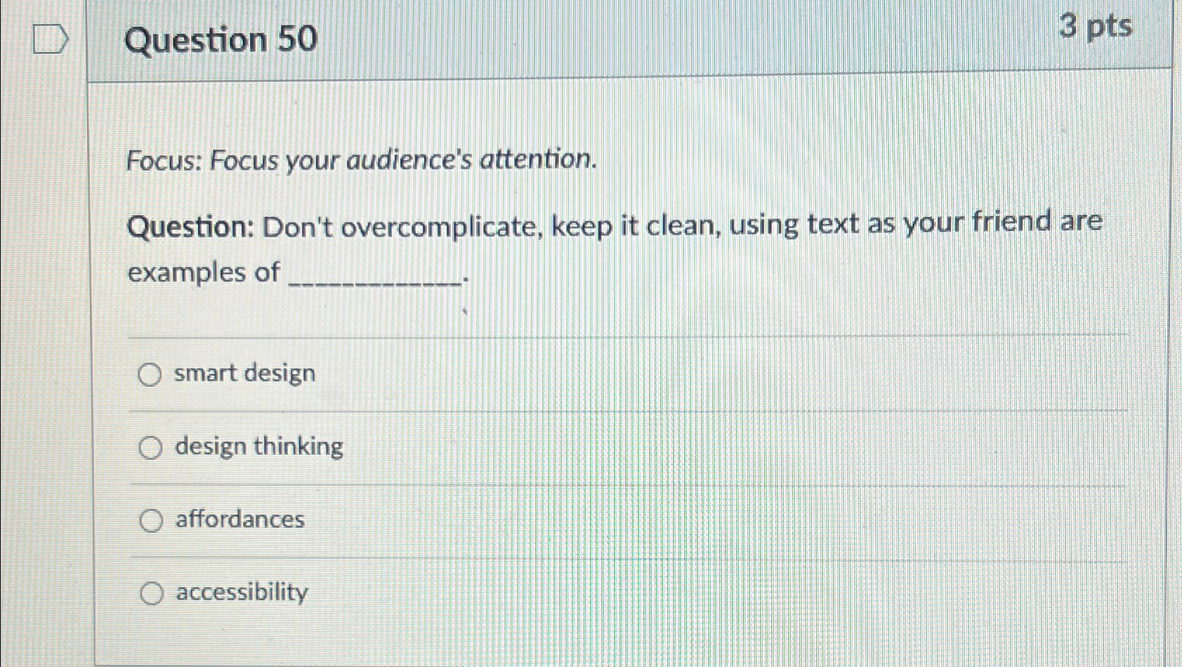 Solved Question 503 ﻿ptsFocus: Focus your audience's | Chegg.com