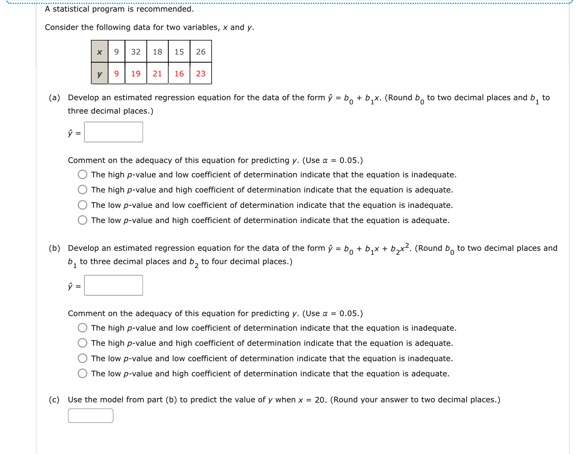 Solved A statistical program is recommended.Consider the | Chegg.com