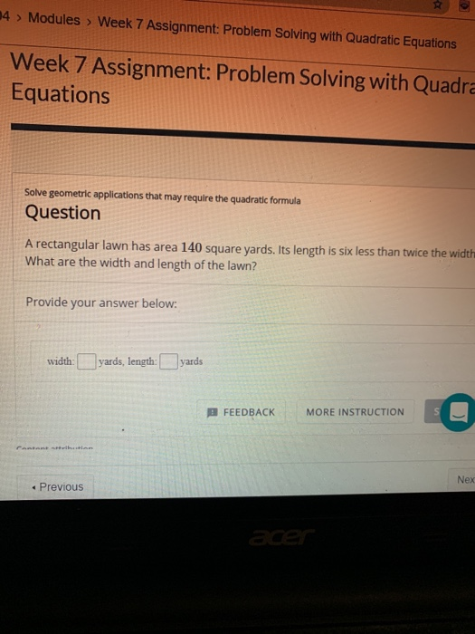 Solved NL Assignment: Problem Solving with Quadra Equations | Chegg.com